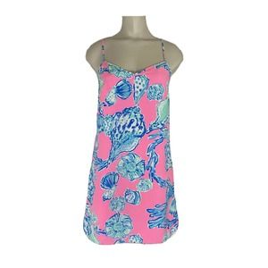 Lilly Pulitzer Dusk Silk Slip Dress Barefoot Princess Pink Pout X-Small Seashell